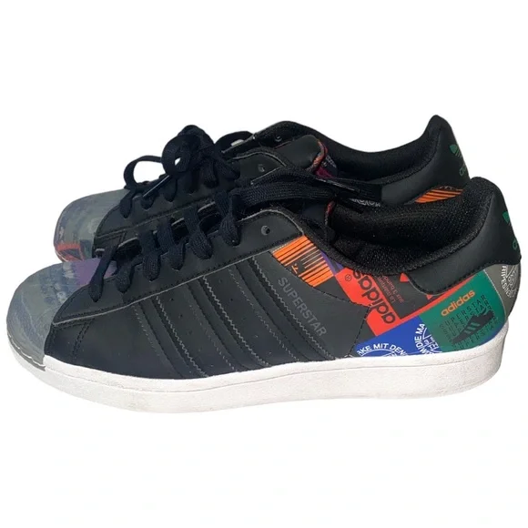 Adidas Originals Men's Superstar Low Top Logo Patchwork Sneakers Size 8